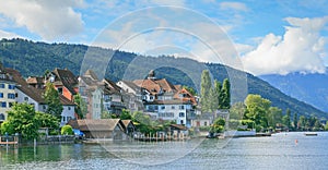 Zug cityscape on a cloudy day