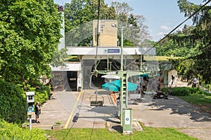 Zugliget terminal of the chairlift connecting Elizabeth Lookout tower to Zugligeti utca in Budapest, Hungary