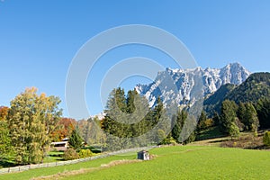 Zugspitze Alps view from Ehrwald, Tirol, Austria