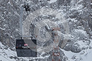 Zugspitze, Germany cable car over snowy landscape