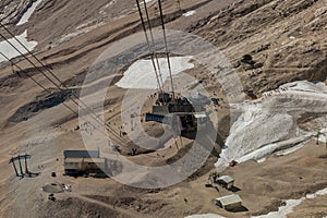 ZUGSPITZE, GERMANY - SEPTEMBER 4, 2019: Zugspitzplatt station of Zugspitze Glacier Cable Car (Gletscherbah