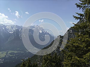Zugspitze massif in Wetterstein mountains in Bavaria, Germany