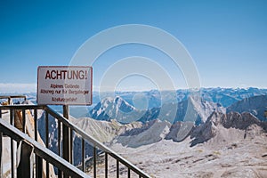 Zugspitze on top of the Wetterstein mountains, under clear sky in Alpen