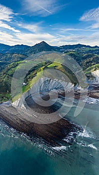 Zumaia flysch geological strata in Sakoneta beach