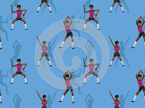 Zumba Dance Black Girl Seamless Background Wallpaper-01