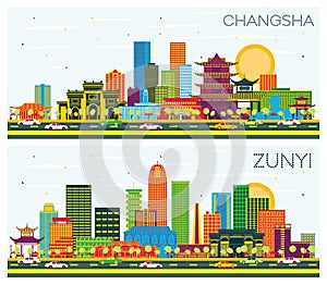 Zunyi and Changsha China City Skyline Set