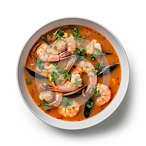 zuppa di pesce isolated on white background, AI Generative photo