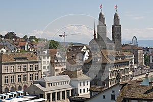 Zurich city aerial scene