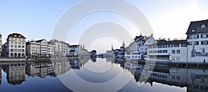 Zurich cityscape in dusk