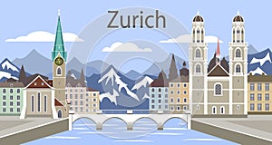 Zurich cityscape with landmarks