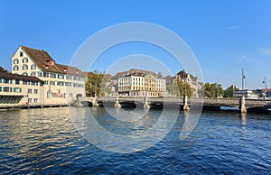 Zurich Cityscape with the Rudolf Brun Bridge photo