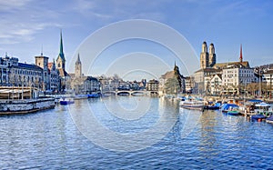 Zurich cityscape - view along the Limmat river