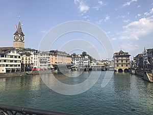 Zurich and the Limat river. Switzerland