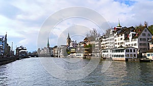 Zurich riverside cityscape, Switzerland