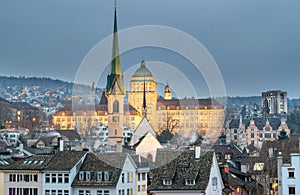 Zurich`s Old City on Cold Winter Evening