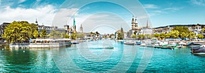 Zurich skyline panorama with river Limmat, Switzerland