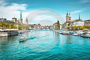 Zurich skyline panorama with river Limmat, Switzerland