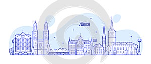 Zurich skyline Switzerland city buildings vector photo