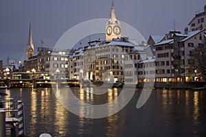 Zurich waterfront in winter time