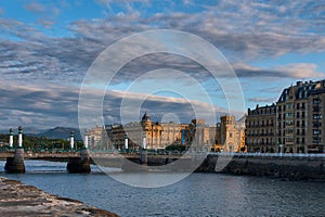 Zurriola Bridge over the Urumea River in San Sebastian,Spain