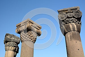 Columns detail at Zvartnots Cathedral. Vagharshapat. Armavir province. Armenia photo