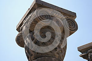 Zvartnots Cathedral. Ruin. Column. Armenia