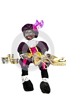 Zwarte Piet with his bag full of money