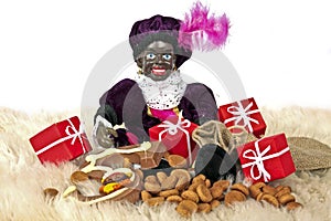 Zwarte Piet with presents and sweets