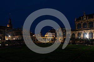 Zwinger Palace in Dresden, Germany at night