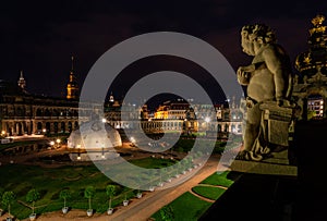 Zwinger Palace in Dresden, Germany at night