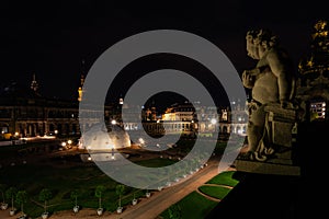 Zwinger Palace in Dresden, Germany at night