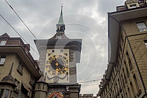 Zytglogge,Beautiful Clock Tower the Landmark of Bern on cloudy sky background