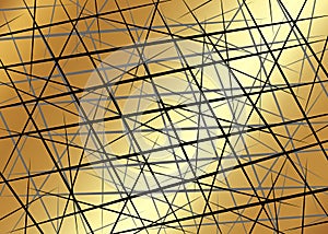 Black Chaotic Lines, Random Chaotic Lines, Scattered Lines, Gold Luxury Lines Asymmetrical Texture Vector Abstract Template Art photo