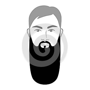 ZZ Top Beard style men in face illustration Facial hair mustache. Vector grey black portrait male Fashion template