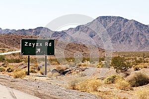 Zzyzx road exit in California