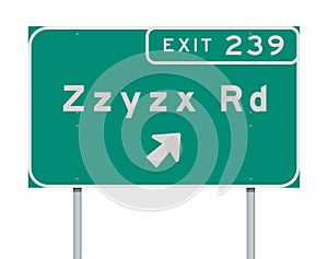 Zzyzx Route Exit direction Road sign