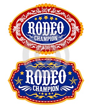 Rodeo Champion Cowboy belt buckle vector design photo