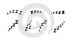 Zzz bed sleep snore icons snooze nap Z sound . Sleepy yawn or insomnia sleeper alarm clock Zzz line icons of goodnight photo