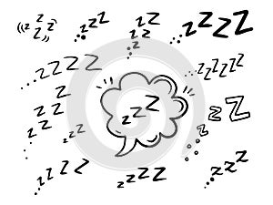 Zzz icon, sleep sign. Snoring symbol, zzzz pictogram, snore sign, sound vector illustration