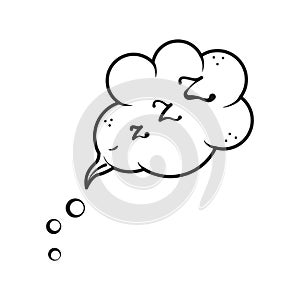 Zzz sleep icon in doodle sketch style