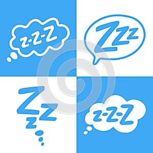 Zzz text on text bubble. Icon for sleeping mode