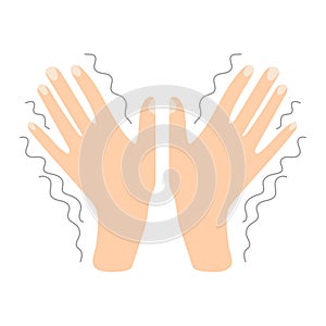 Hand with nails. Flat vector stock illustration isolated on white background.