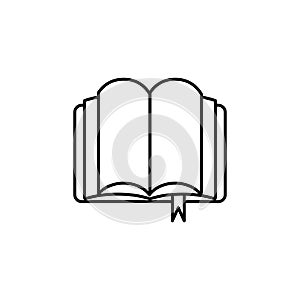 Open book logo icon black outline. Sign design, pictogram isolated on white background.