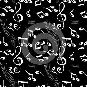 Vector illustration background of simple hand drawn music note design element in doodle style