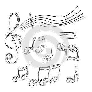 Vector illustration set of simple hand drawn music note