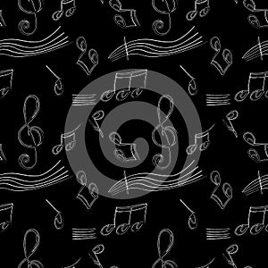 Vector illustration background of simple hand drawn music note design element in doodle style