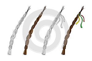 Hand drawn Easter decoration set - Pomlazka - Czech traditional Easter wicker willow whip decorated with and without ribbons.