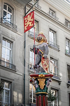 ZÃÂ¤hringen Fountain ZÃÂ¤hringerbrunnen - one of the medieval fountains of Bern Old Town - Bern, Switzerland