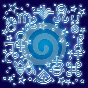 ÃÂ«Astrological diademÃÂ», the excerpt of some recent astrological signs and occult mystical symbols.  photo