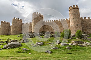 Majestic view of ÃÂvila city Walls & fortress, full around view at the medieval historic city